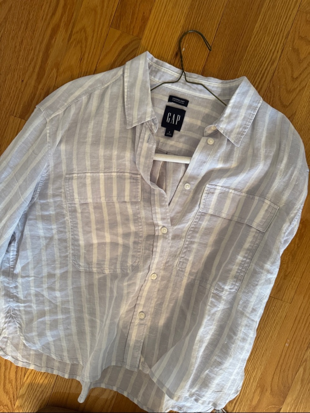 GAP Light Blue and White Striped Button-Down Shirt - Picture 6 of 6